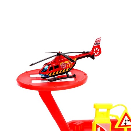 Parking "Fire Station", with metal machines and helicopter-4