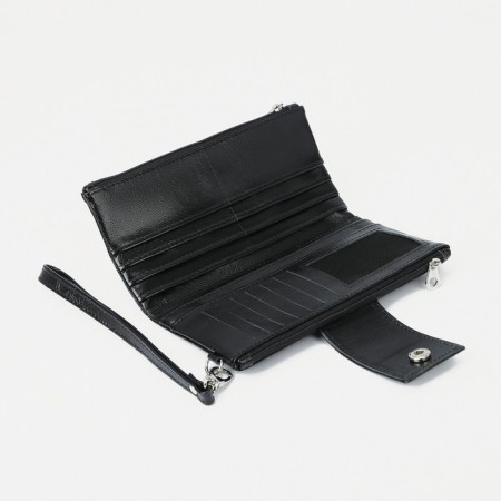 Women's wallet on the button, black color-2