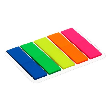 Bookmarks with adhesive edge plastic 12x45 mm, Erichkrause "Neon", 125 sheets 5 colors