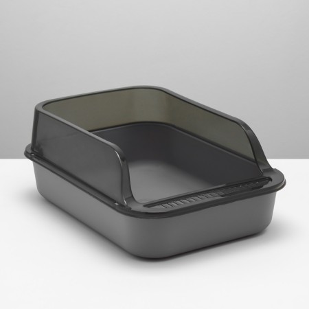 Toilet with transparent sides with a scoop and filter, 40 x 28 x 16 cm, gray-4
