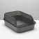 Toilet with transparent sides with a scoop and filter, 40 x 28 x 16 cm, gray