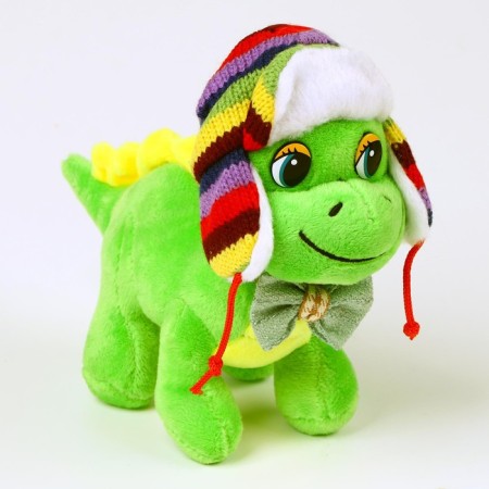 Soft toy "Dragon", in a multi-colored hat-earflame, 16 cm, green color