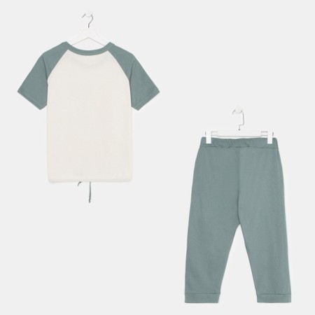 Women's set (T -shirt, Bridges), green color, size 46-7