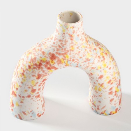 Vase for flowers ceramic "Scandinavia", 25 × 23 cm, neck D = 4.6 cm, white color-2