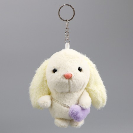 Soft toy "Bunny" on a key fob, 11 cm, white color-4