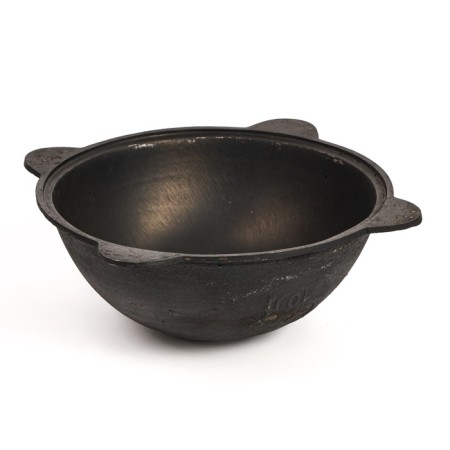 Cast iron cauldron, 10 l, round bottom, aluminum cover-1
