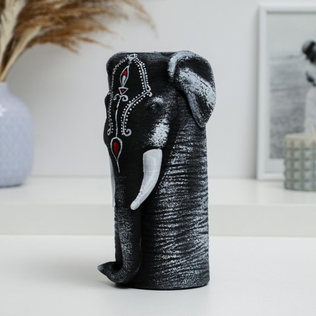 Figure "Elephant Hathi" gray with painting, 20cm-1