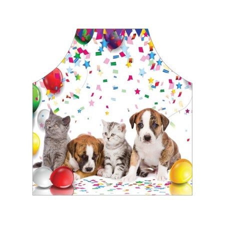 Apron of a kitchen with a photo print "Feast of Pets", adjustable, size OS-2