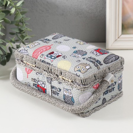Owl and feathers needlework box 18x12x9.5 cm-5