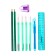 Cleaning set 10 objects (pencil case is 65 x 210 mm, pens 4 pieces Blue, ruler 15 cm, sharpener, pencil 2 pieces, textbook), turquoise