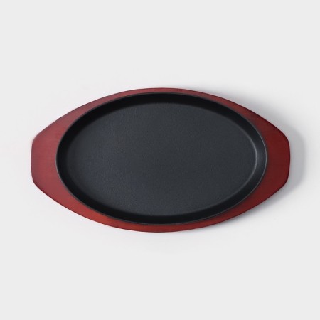 Cast iron pan “Oval”, 26.5 × 16.5 cm, on a wooden stand-2