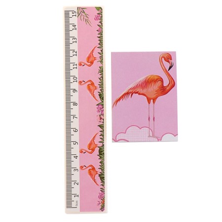 Set of desktop children's "flamingos" (stand+2 pencil+ruler+sharpener+eraser+notebook 8 sheets)-3
