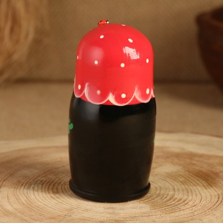 Matryoshka 5-doll "festive red" with God's cow, 10-11 cm-7