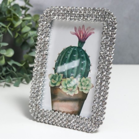 Photo frame plastic 10x15 cm "Belt from rhinestones" silver 17.5x12.5 cm-1