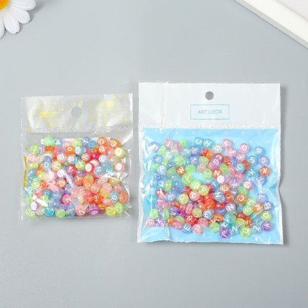 Beads for creativity plastic "White English letters" Color set 20 grams 0.4x0.7x0.7-4