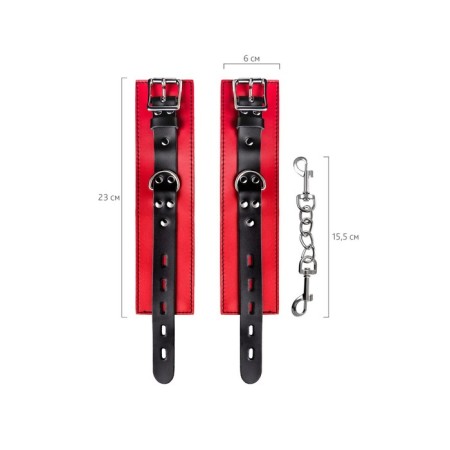 Handcuffs Toyfa Theater, leather, 23 cm, red-9