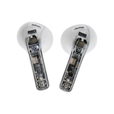 Wireless headphones YX11, TWS, inserts, BT 5.3. 28/200 mAh, noise -hand, transparent, white-5