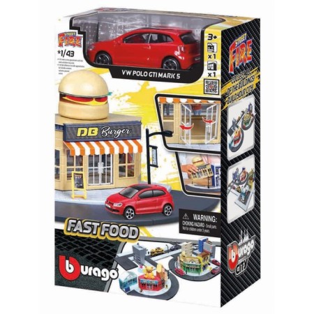 Набор игровой Bburago «Построй свой город! Кафе», с машинкой Street Fire, 1:43-1