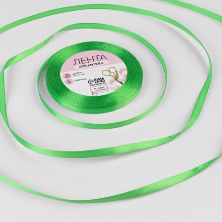 Satin ribbon, 6 mm × 23 ± 1 m, color Salad No. 230