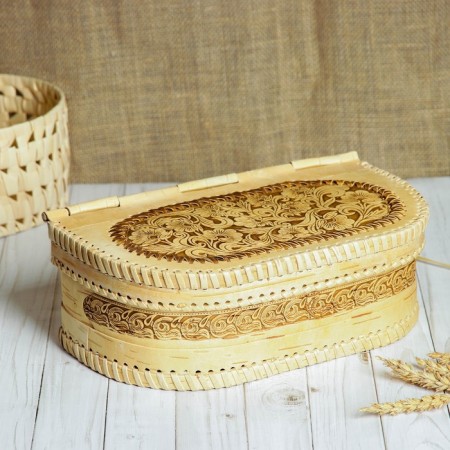 Batonnitsa "Pattern", on a hinge, 32 × 18 × 11 cm, birch bark