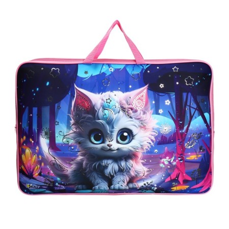 Folder for drawings and drawings A3, 475 x 345 mm, with handles, textiles, PMD 3-22-4, "Fantasy cat" 72963