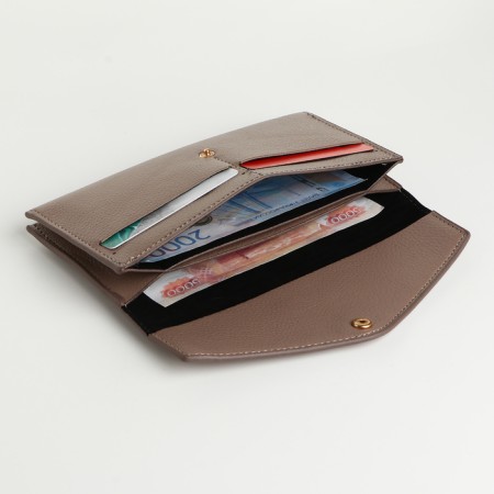 Women's wallet on the button, beige color-3