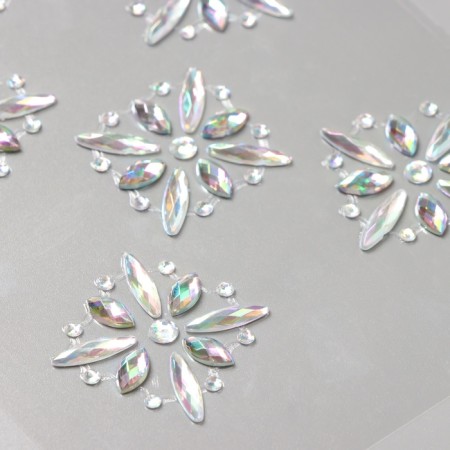 Stick plastic rhinestones for hair "Flower scattering" silver 25x13 cm-2