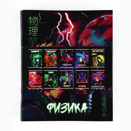 A set of notebooks of 36 sheets, 10 objects, internal block No. 1 “September 1: anime. Neon"-5