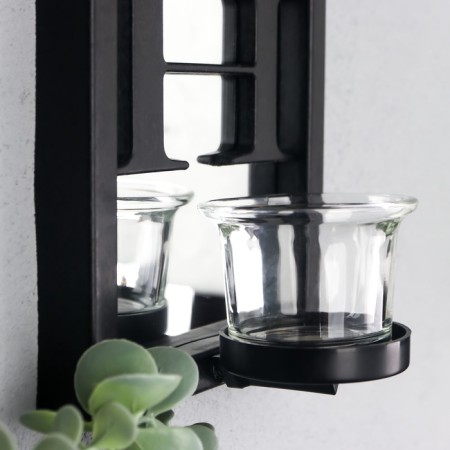 Climber Plastic, glass for 1 candle "Reflection" D-4 cm black 8x12x41 cm-3