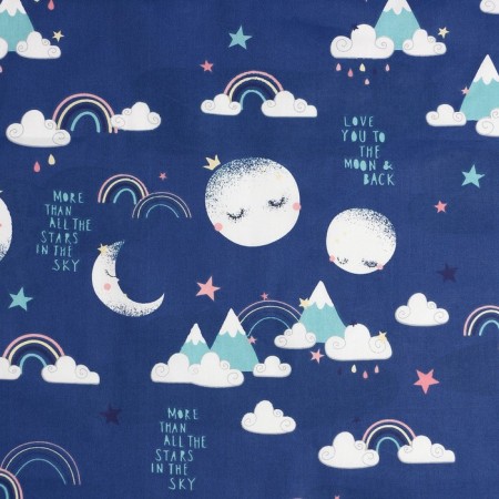 Printed fabric "I love you to the moon and vice versa" Sh.160 cm, satin, 100% cotton-1