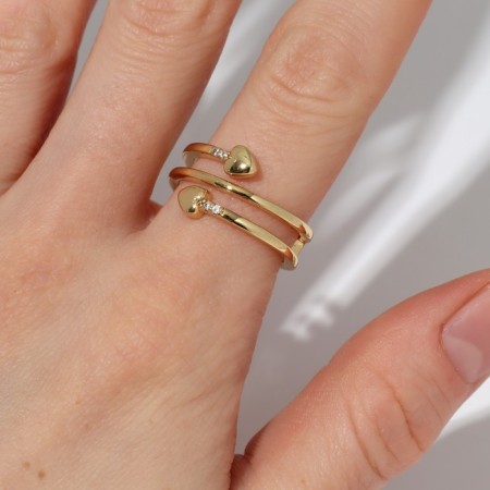 Xuping Ring with hearts, white color in gold, size 18-1