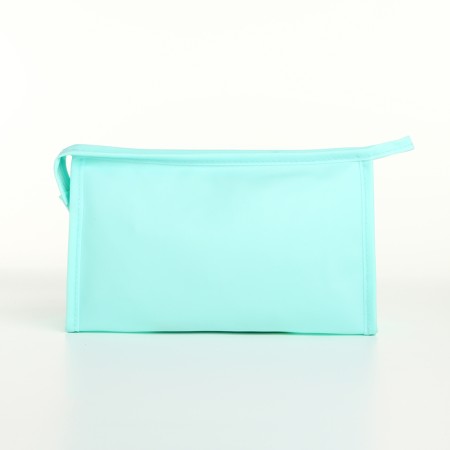 Cosmetic bag with zipper, turquoise color-1