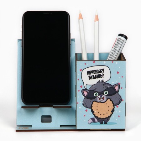 Organizer for the office with a stand for the phone "Raccoon"-1
