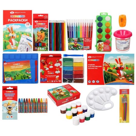 Set for children's creativity "Flower", 12 objects (drawing and modeling) in a backpack, coloring as a gift, ZHK "Neva Palette", 72421775-1