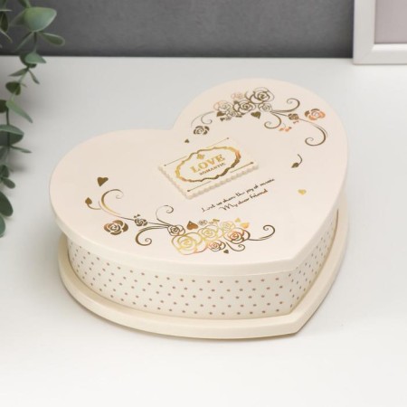 Musical Mechanical Casket "Heart with Golden Patterns" 6.5x19.5x16 cm