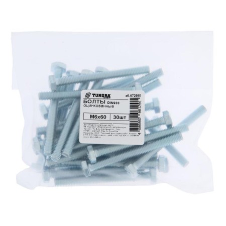 Bolt Tundra Krep Din933 M6x60, zinc 30 pcs.-1