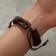 Bracelet Leather "Style" owl, brown color in black gold, d = 6 cm