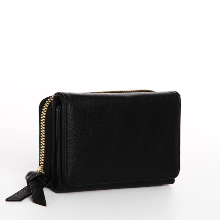 Women's wallet on the button, black color