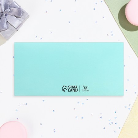 Money envelope "Wedding Day!" rings, turquoise background, 16x8 cm-2