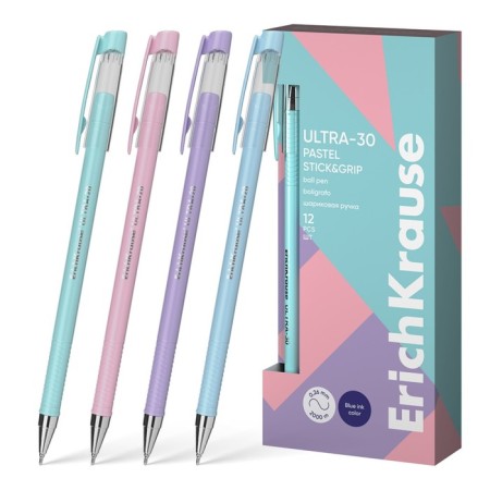 Ballic handle, Erichkrause, Ultra-30 Stick & Grip Pastel "Knot 0.7 mm color Blue Blue