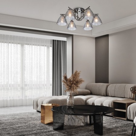 Ceiling lamp 6x60W E27, size 56x56x20 cm-3