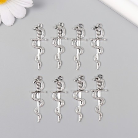 Decor for creativity Metal "Snake on the Mosque" silver 3.7x1.2 cm-2