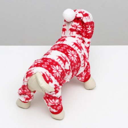 Kombinson "Deer" with a hood, size S (DS 25 cm, OG 35 cm, Osh 25 cm), red-3
