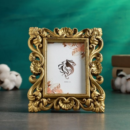 Photo frame "Plant ornament" 10x15cm/21.5x16cm, bronze with gilding-1
