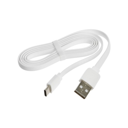 Type -C cable - usb, 2.4 a, 1 m, charging + data transfer, flat, package, white