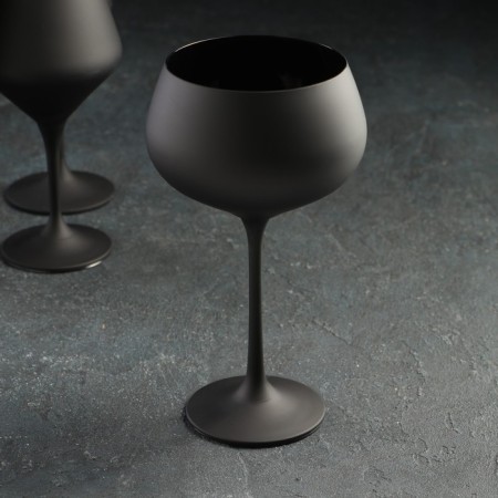 A set of glasses for the wine "Magnolia", 350 ml, black color-1
