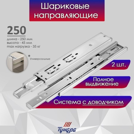 Ball guides tundra, with a closer 4510, l = 250 mm. H = 45 mm. 2 pcs