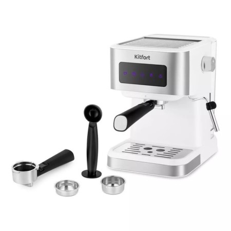 Coffee machine KitFort KT-7139, Rozhkova, 1050 W, 1.5 l, cappuccino, white-silvery-10