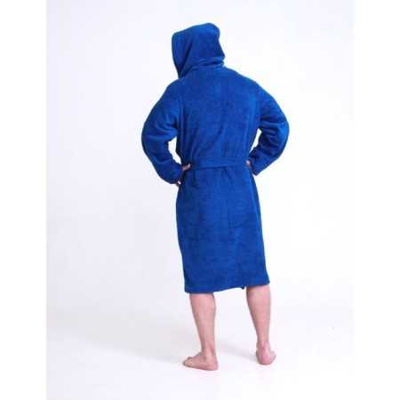 Terrier male robe with a hood, size 60-62, blue color-1