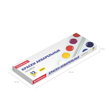 Watercolor 12 colors Erichkrause Basic, honey, plastic, cardboard foam, without brush-9